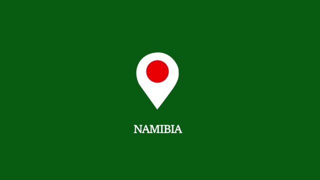 Namibia map location pin animation on green background, for travel and, business projects