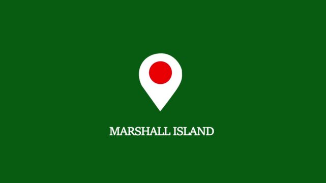 Marshall islands location pin animation on green screen background