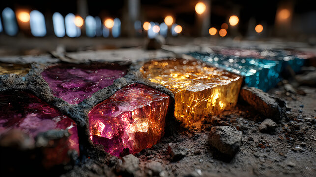 Colorful crystal gemstones glowing reflections abstract wallpapers