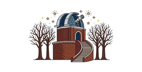 Astronomical Observatory Vector Illustration © Felisa