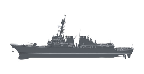 Guided Missile Destroyer Silhouette Vector © Felisa