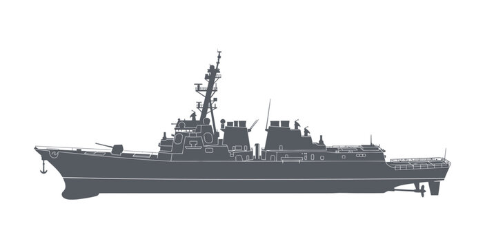 Guided Missile Destroyer Silhouette Vector