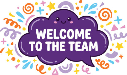 Fototapeta premium Welcome to the team cheerful cloud illustration for new employee onboarding team celebrations
