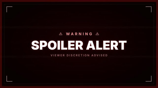 Spoiler alert warning screen blinking loop animation on black chroma key alpha channel background