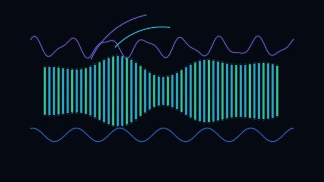 Graphic design elements form wavy patterns on a bowtie shape