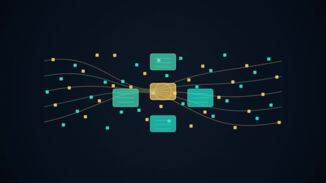A complex network diagram illustrating connections and relationships between various nodes and blocks in a digital system.