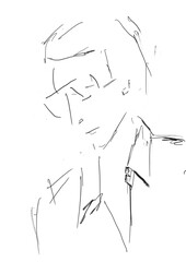 sketch of a man wearing glasses, digital art © Elena