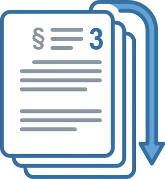 Legal section three document is depicted with an arrow to indicate a specific clause or update step.
