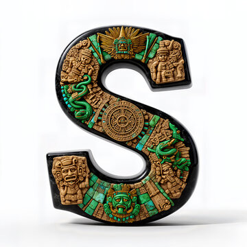 letra S, aztecas, serpiente, emplumado, piramide, mexico, calendario, azteca, jade, tallado, artesanal, obsidiana, negro, simbolismo, mexicanidad, identidad, pueblo, precolombino, uensilios, abecedari
