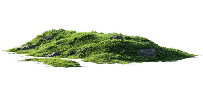 hill with rocks and grass cutout isolated illustration on transparent background cutout cutout isolated illustraion on transparent bacground