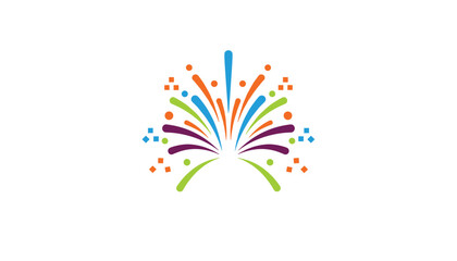 Obraz premium Colorful firework burst graphic with a circular zoom-in effect showcasing vibrant rays and small particles.