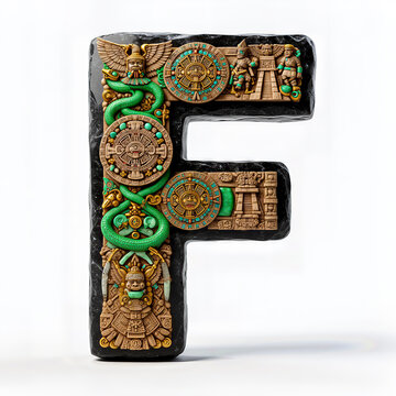 letra F, aztecas, serpiente, emplumado, piramide, mexico, calendario, azteca, jade, tallado, artesanal, obsidiana, negro, simbolismo, mexicanidad, identidad, pueblo, precolombino, uensilios, abecedari