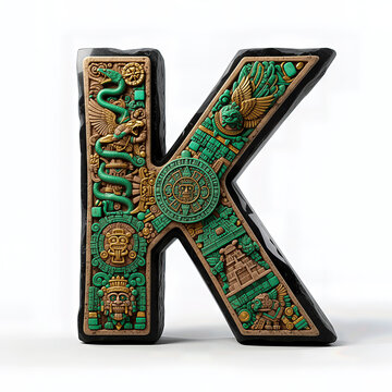 letra K, aztecas, serpiente, emplumado, piramide, mexico, calendario, azteca, jade, tallado, artesanal, obsidiana, negro, simbolismo, mexicanidad, identidad, pueblo, precolombino, uensilios, abecedari
