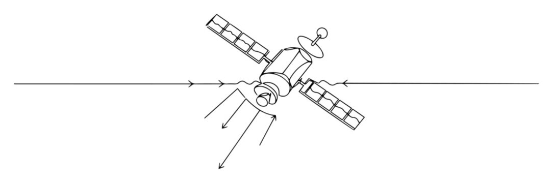 orbital satellite directing data streams contemporary one-line vector