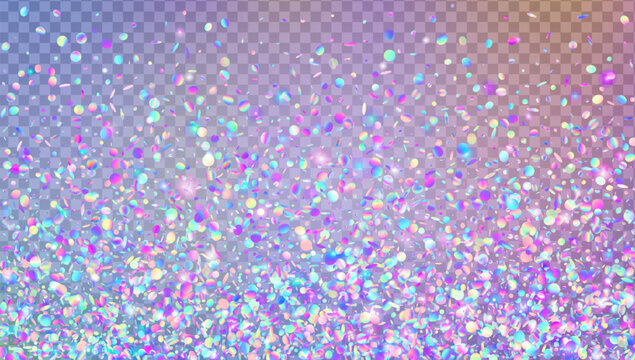 Carnival Glitter. Pink Unicorn Tinsel And Blue Holographic Confetti. Abstract Birthday Background. Celebration Of Color, Sparkle And Isolated Banner. Purple Carnival Glitter