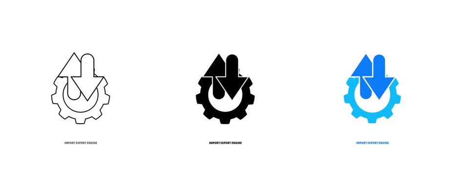 Import Export Engine and Data File Transfer for Software - Animated Motion Pack (Line, Solid Black, Modern Blue Styles)