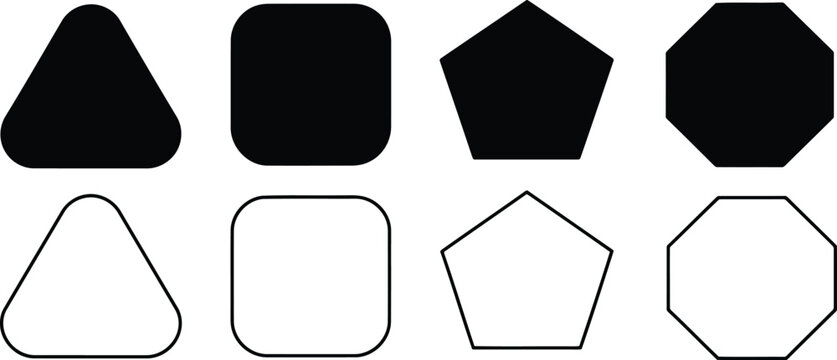 Set of basic geometric shapes in black and vector illustration