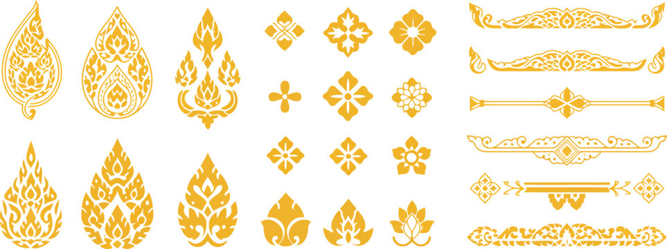 Gold thai traditional ornament collection vector illustration
