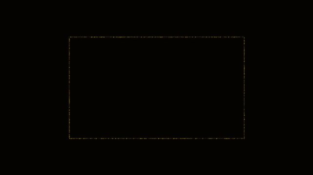 Golden particles forming rectangular frame on black background