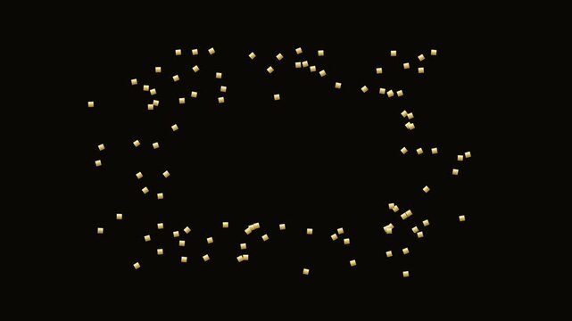 Golden diamond particles forming rectangular frame on black background