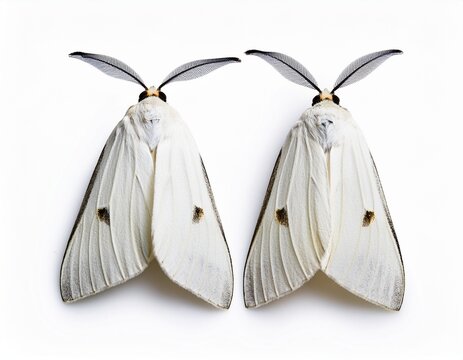 two white moths isolated on white background