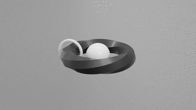 Abstract 3D animation with geometric objects in a modern digital environment, realistic render, clean contemporary composition, premium visual background for creative design, branding and technology p