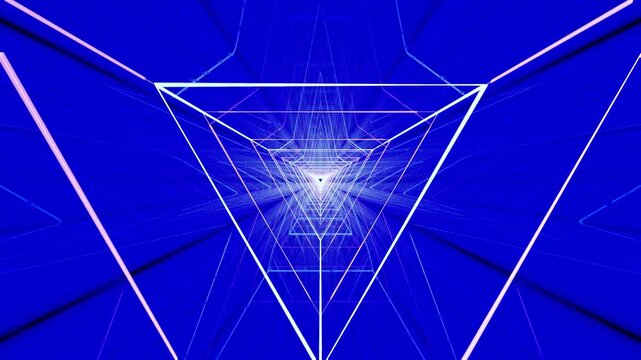 Futuristic mirrored tunnel with glowing neon lights, endless reflective corridor, abstract sci fi architecture, symmetrical perspective, immersive 3D render animation, cyberpunk inspired seamless moti
