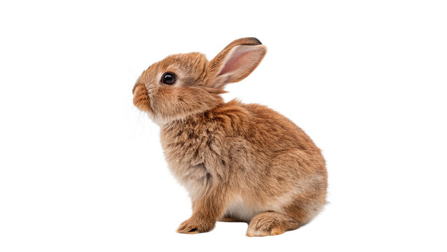 Cute little brown rabbit furry domestic pet wildlife mammal asset isolated on transparent background