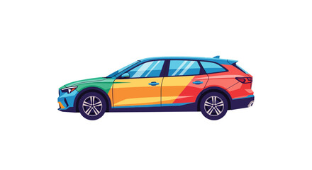 Fototapeta premium Colorful Car Side View Profile.