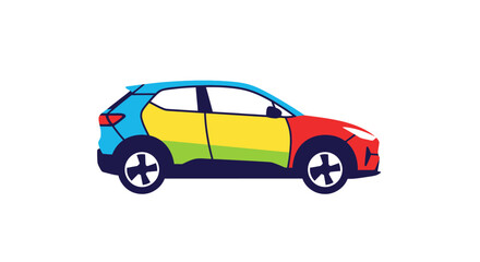 Fototapeta premium Colorful Car Side View Profile.