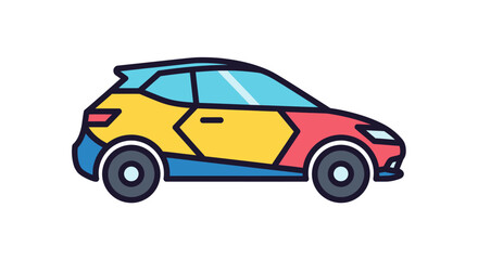 Obraz premium Colorful cartoon car side view.