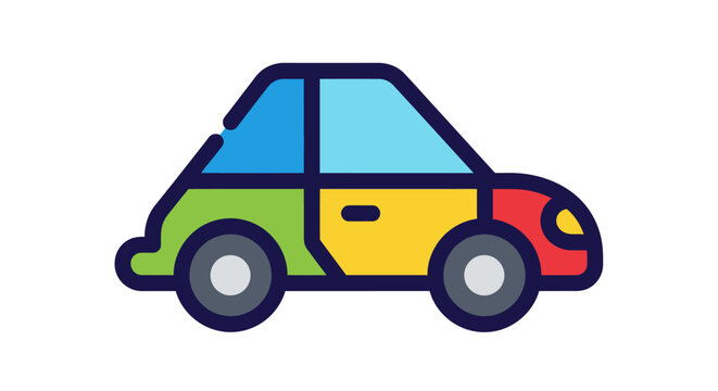 Colorful cartoon car side view.
