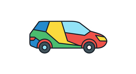 Obraz premium Colorful cartoon car side view.