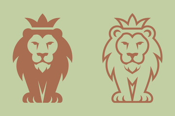 Fototapeta premium Two regal lions with crowns on transparent background design