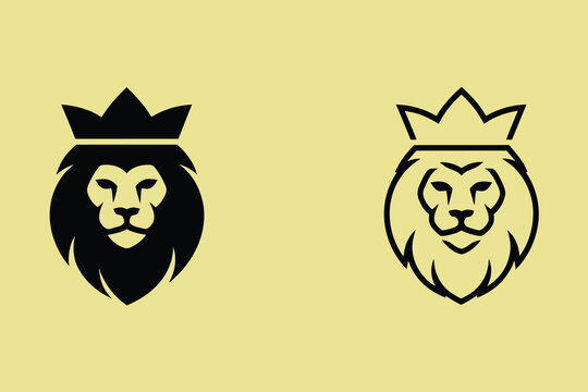 Two Crowned Lion Heads Graphic Design Vector Illustration