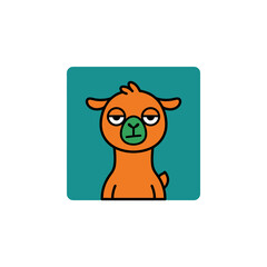 Fototapeta premium Grumpy alpaca head icon flat vector style