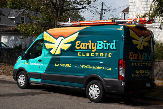 Van making a house call to repair or install electrical appliances or wiring.  St Paul Minnesota MN USA