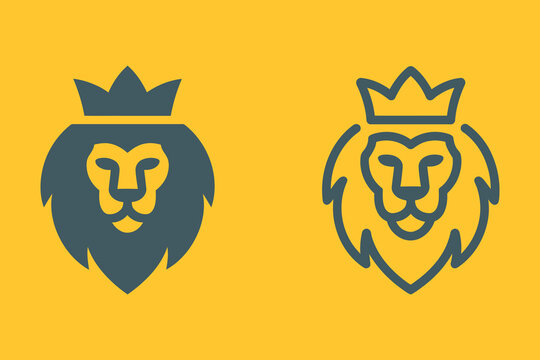 Two Crowned Lion Emblems on Yellow Background Design