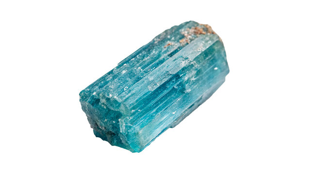 Raw organic blue beryl aquamarine mineral crystal gemstone geological texture isolated on transparent background cut out