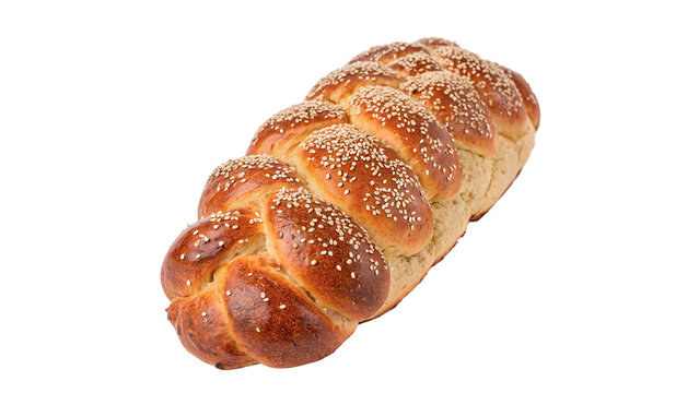 Traditional festive sweet braided challah bread loaf confectionery bakery asset isolated on transparent background