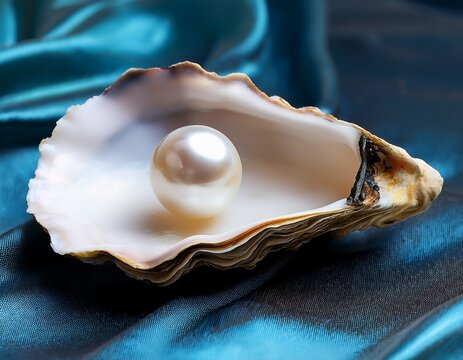 shiny pearl inside of oyster shell wallpaper background