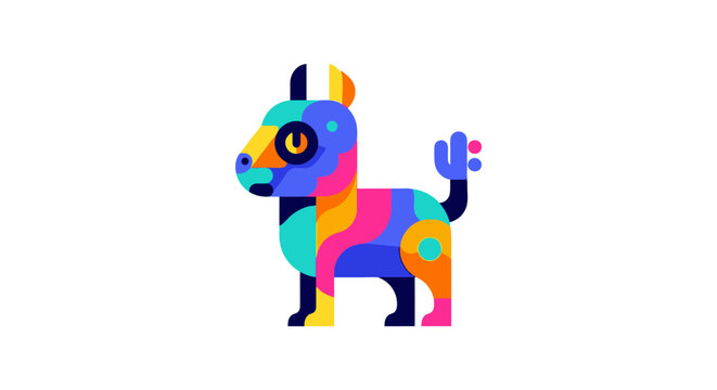 Colorful Donkey Side View Illustration.