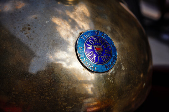 Vintage Enamel Emblem Of Morris Oxford Car, Concours On Savile Row Automotive Event, Mayfair, London, UK - May 2024