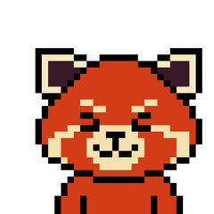 Fototapeta premium Adorable happy red panda character portrait with cheerful smile retro 8-bit