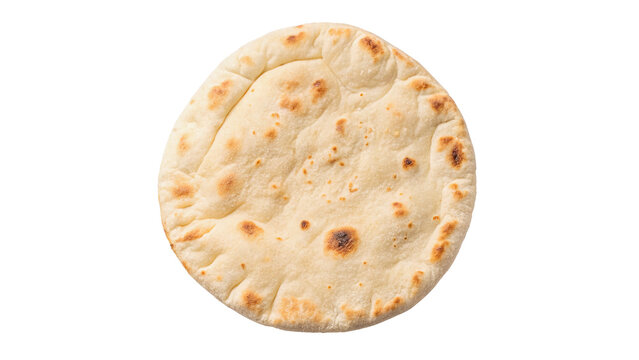 Traditional round flatbread crispy golden baked dough bakery product asset isolated on transparent background