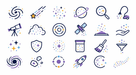 Colorful Space and Science Icons Collection. © Adi