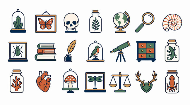 Colorful Flat Design Icons for Science and Knowledge.