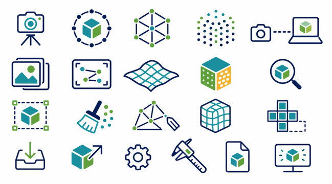 Colorful flat design technology and business icons set.