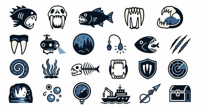 Collection of Nautical and Pirate Themed Icons.