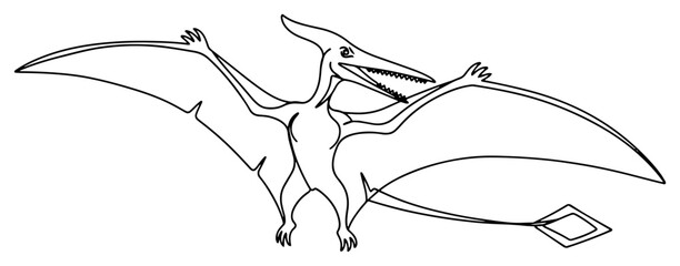 Pterodactyl Flying Dinosaur One Line Drawing, Pterosaur Prehistoric Reptile Minimalist Vector Illustration, Ancient Bird Concept Art © ----WWWLINE----